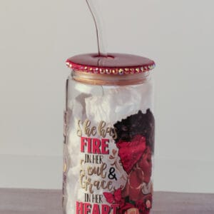 "She Has Fire in Her Soul and Grace in Her Heart" Glass Tumbler