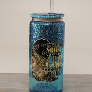 ''Even in the Midst of a Storm'' Snow Globe Cup - Blue