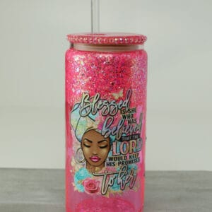"Blessed Is She" - Snow Globe Cup - Pink